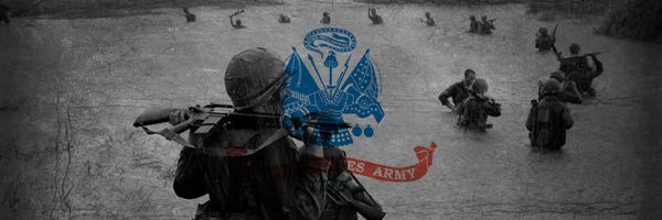 Army: U.S. Army Flag (Unit On The Move Background) by iCanvas