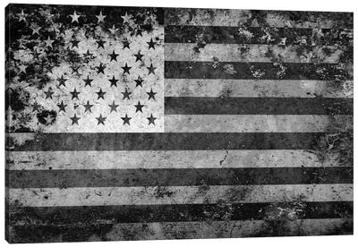 USA "Melting Film" Flag in Black & White I Canvas Art Print - Pop Culture Art