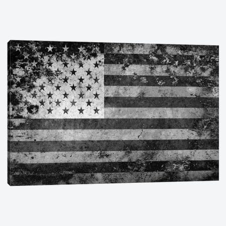 USA "Melting Film" Flag in Black & White I Canvas Print #FLG439} by iCanvas Canvas Art Print