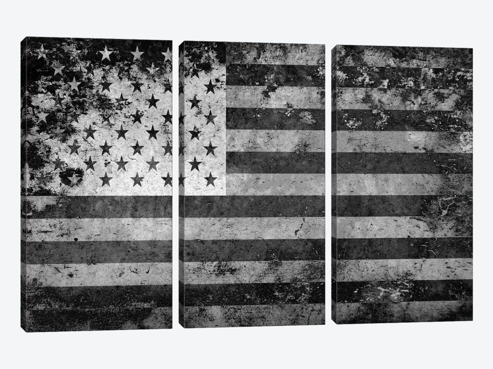 USA "Melting Film" Flag in Black & White I by iCanvas 3-piece Art Print