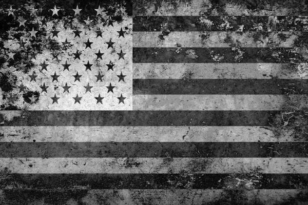 5by5collective: USA "Melting Film" Flag in Black & White I by 5by5collective
