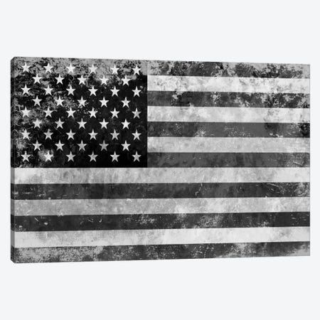 USA "Melting Film" Flag in Black & White II Canvas Print #FLG440} by iCanvas Canvas Art