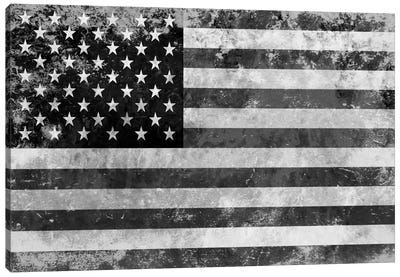 USA "Melting Film" Flag in Black & White II Canvas Art Print