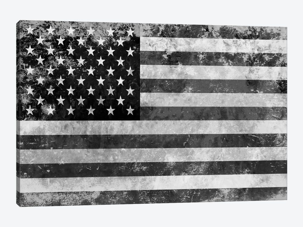 USA "Melting Film" Flag in Black & White II by iCanvas 1-piece Canvas Art Print