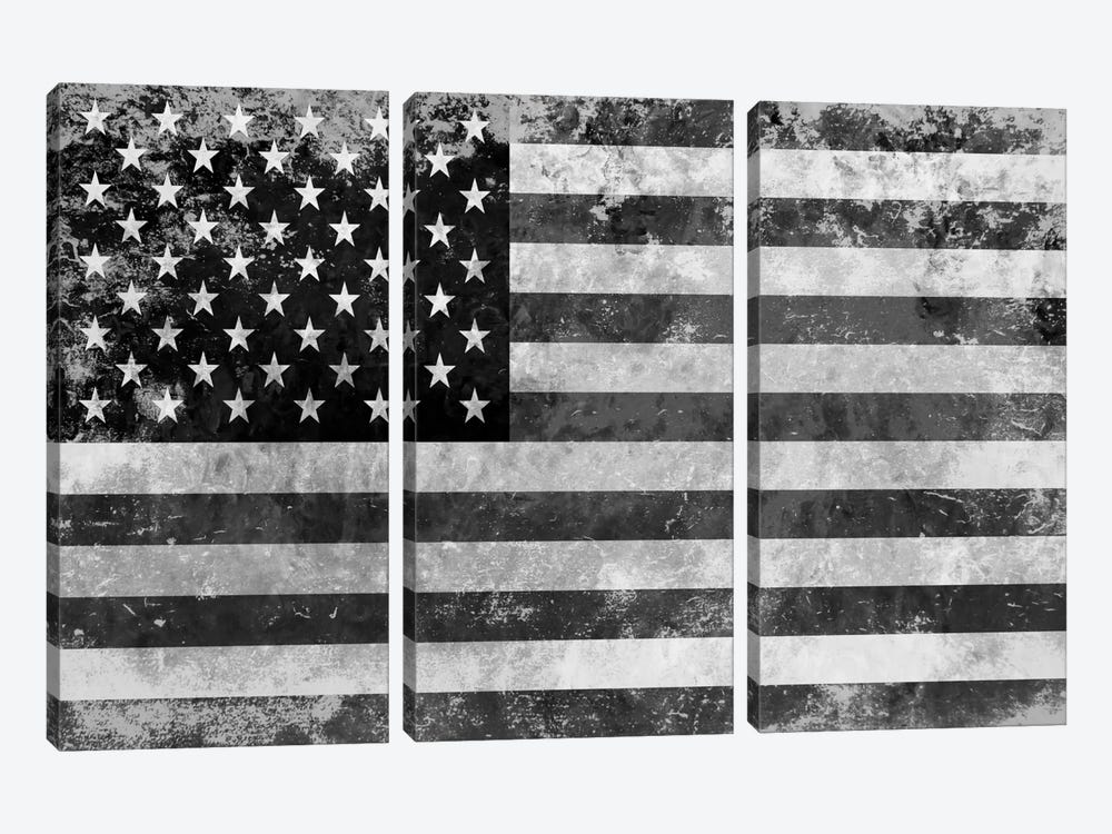 USA "Melting Film" Flag in Black & White II by iCanvas 3-piece Art Print