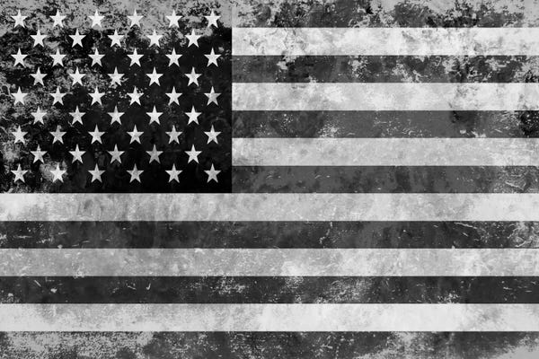 American Décor: USA "Melting Film" Flag in Black & White II by iCanvas