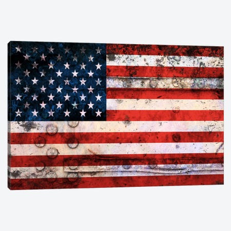 USA "Melting Film" Flag on Riveted Metal Canvas Print #FLG441} by 5by5collective Canvas Art