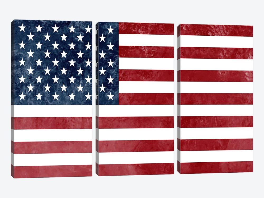 USA "Grungy" Flag by iCanvas 3-piece Canvas Wall Art