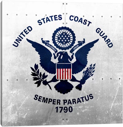 U.S. Coast Guard Flag (Riveted Metal Background) Canvas Art Print - Flag Art