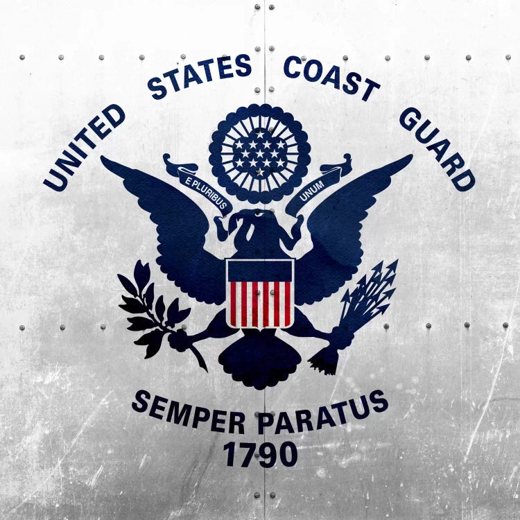 U.S. Coast Guard Flag (Riveted Metal Background)