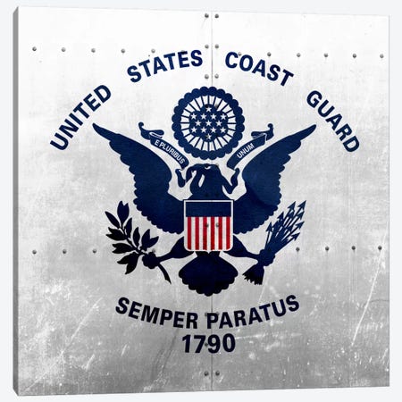U.S. Coast Guard Flag (Riveted Metal Background) Canvas Print #FLG44} by iCanvas Canvas Print