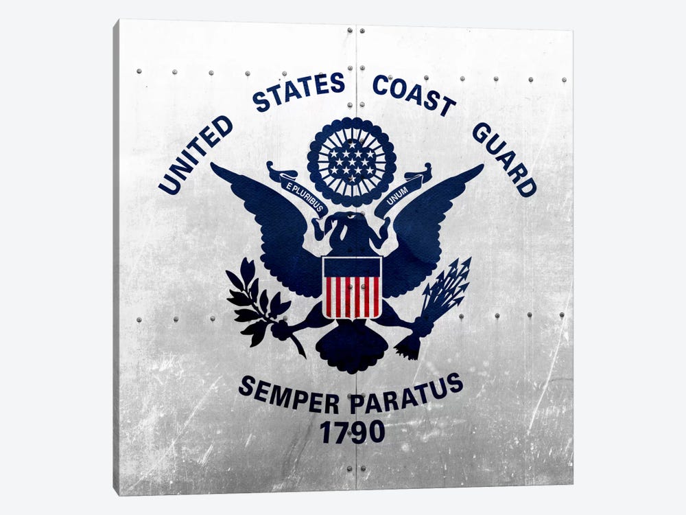 U.S. Coast Guard Flag (Riveted Metal Background) by iCanvas 1-piece Canvas Art