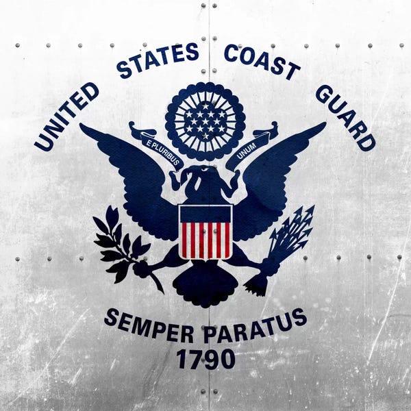 U.S. Coast Guard Flag (Riveted Metal Background)