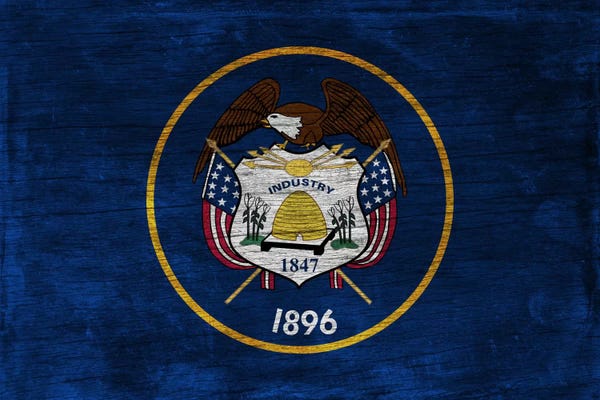 Utah: Utah State Flag on Wood Board by iCanvas