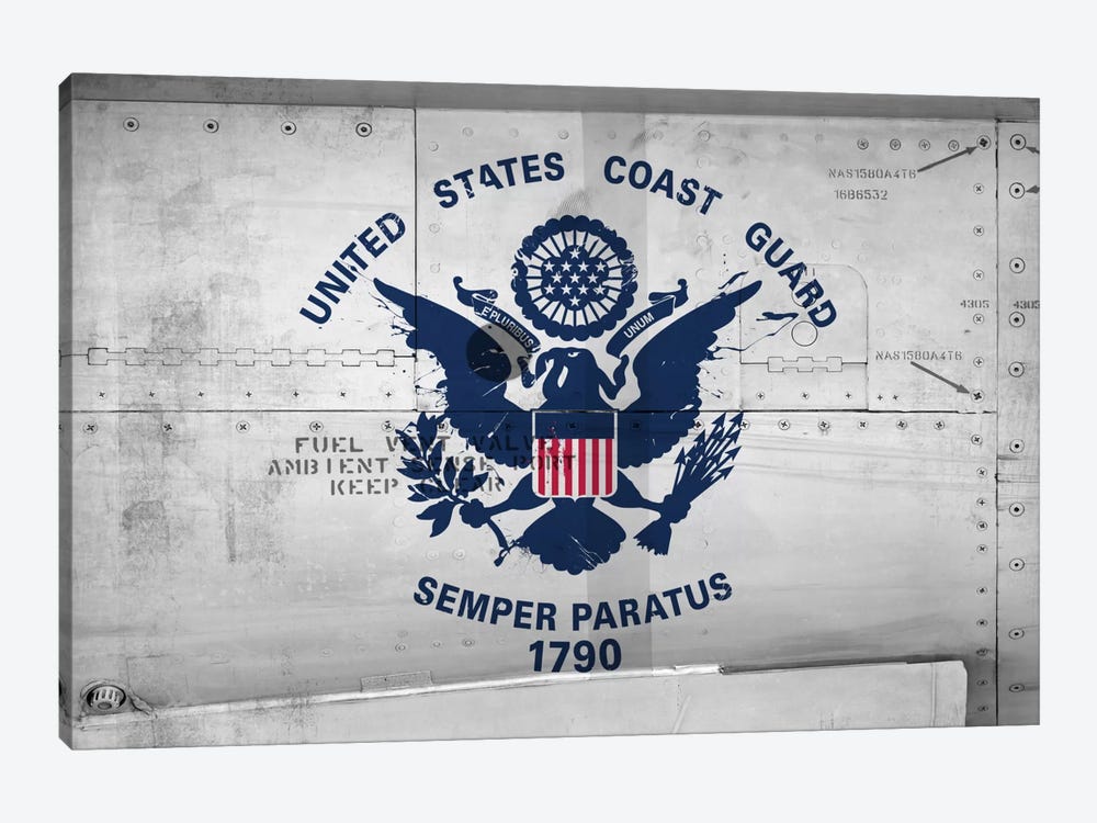 U.S. Coast Guard Flag (Sikorsky UH-60 Ambient Sense Port Background) II by iCanvas 1-piece Canvas Print