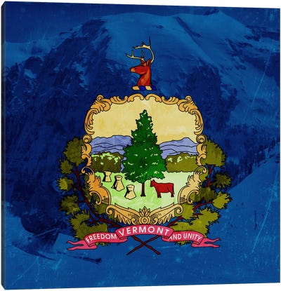 Vermont (Skiing) Canvas Art Print - U.S. State Flag Art