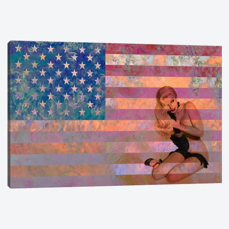 USA Flag (Vintage Pinup) Canvas Print #FLG466} by 5by5collective Art Print