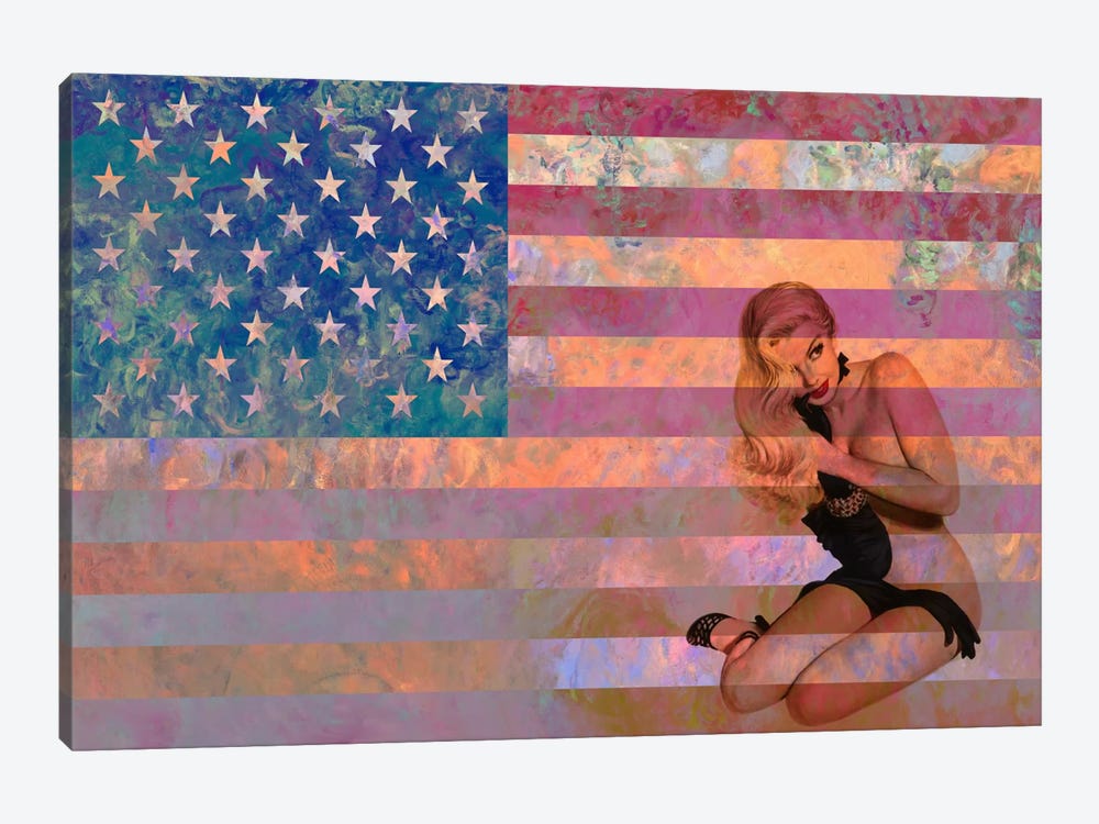 USA Flag (Vintage Pinup) by 5by5collective 1-piece Art Print