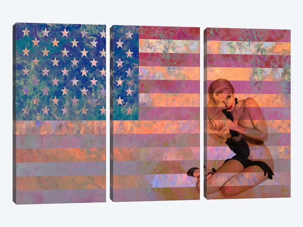 USA Flag (Vintage Pinup) by iCanvas 3-piece Canvas Print