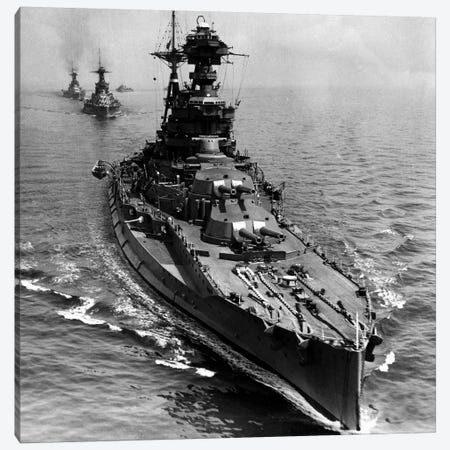 WWII Era Destroyer Fleet in B&W Canvas Print #FLG472} by iCanvas Canvas Print