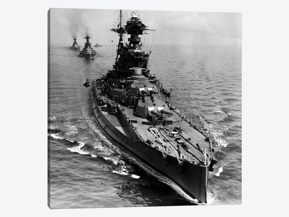 WWII Era Destroyer Fleet in B&W by iCanvas 1-piece Canvas Wall Art