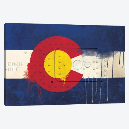Colorado Paint Drip State Flag on Riveted Metal Canvas Print #FLG47} by iCanvas Canvas Art Print