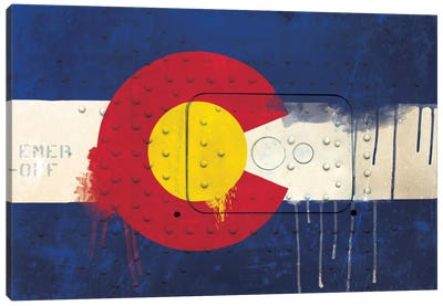 Colorado Paint Drip State Flag on Riveted Metal Canvas Art Print