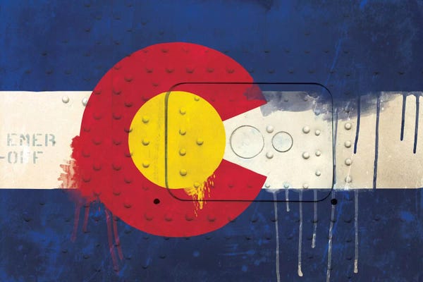 Flags Collection: Colorado Paint Drip State Flag on Riveted Metal by 5by5collective