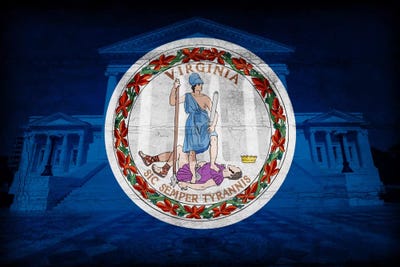 Virginia FlagState Capitol with Cracks by iCanvas canvas print