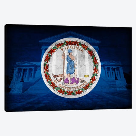 Virginia FlagState Capitol with Cracks Canvas Print #FLG481} by iCanvas Canvas Art