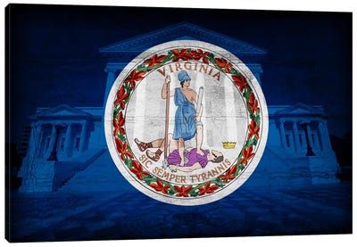 Virginia FlagState Capitol with Cracks Canvas Art Print - U.S. State Flag Art