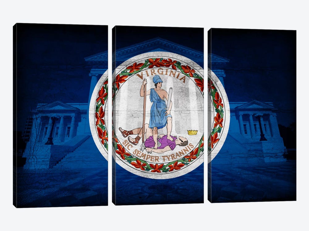 Virginia FlagState Capitol with Cracks by iCanvas 3-piece Canvas Artwork