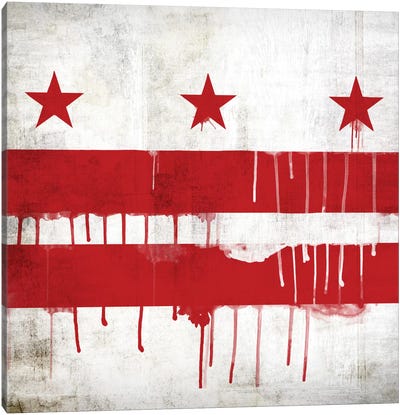 Washington, D.C. Paint Drip City Flag Canvas Art Print - Washington D.C. Art
