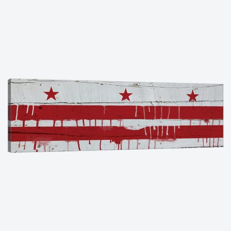 Washington, D.C. Paint Drip City Flag on Wood Planks Panoramic Canvas Print #FLG492} by iCanvas Canvas Art Print