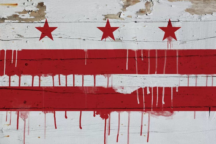 Washington, D.C. Paint Drip City Flag on Wood Planks