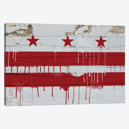 Washington, D.C. Paint Drip City Flag on Wood Planks Canvas Print #FLG493} by 5by5collective Canvas Art Print