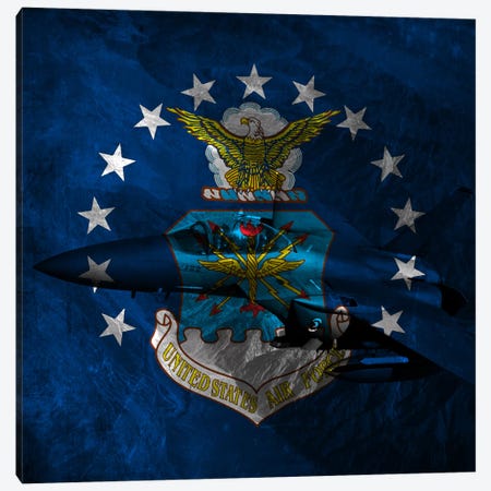 U.S. Air Force Flag (F-15 Eagle Background) Canvas Print #FLG4} by iCanvas Canvas Art Print