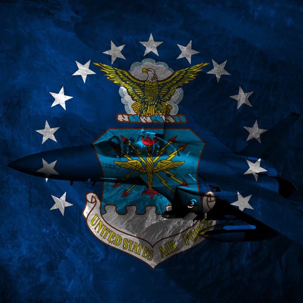 Air Force: U.S. Air Force Flag (F-15 Eagle Background) by iCanvas