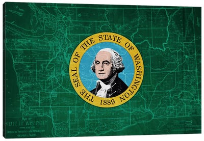 Washington (Vintage Map) Canvas Art Print - U.S. State Flag Art