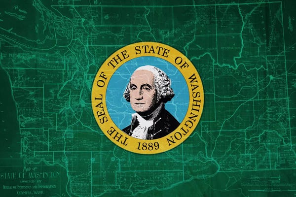 U.S. State Flags: Washington (Vintage Map) by iCanvas