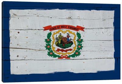 West Virginia Fresh Paint State Flag on Wood Planks Canvas Art Print - Flag Art