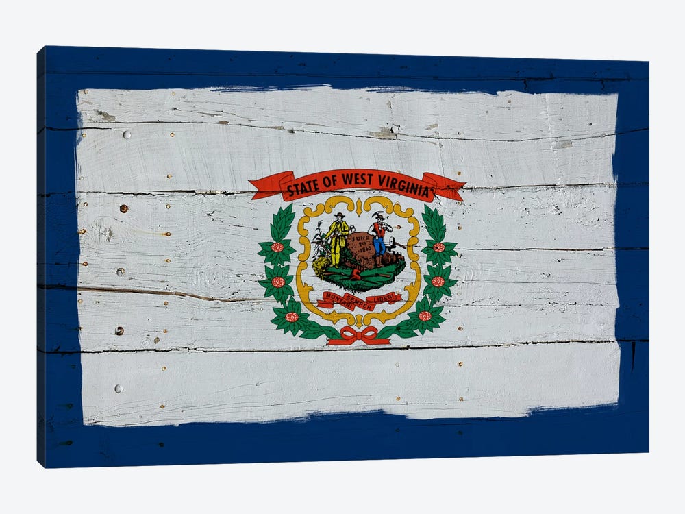 West Virginia Fresh Paint State Flag on Wood Planks by iCanvas 1-piece Canvas Print