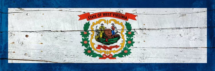 West Virginia State Flag on Wood Planks Panoramic by iCanvas wall art