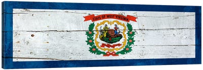 West Virginia State Flag on Wood Planks Panoramic Canvas Art Print - West Virginia Art