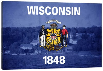 Wisconsin (Door County) Canvas Art Print - Flags Collection