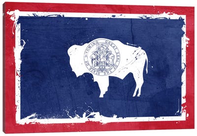 Wyoming Fresh Paint State Flag Canvas Art Print - Flags Collection