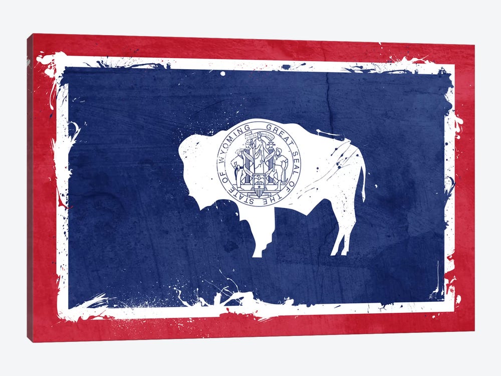 Wyoming Fresh Paint State Flag by 5by5collective 1-piece Canvas Art