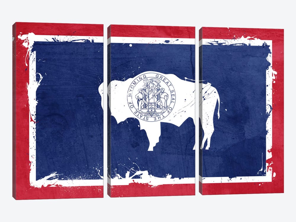 Wyoming Fresh Paint State Flag 3-piece Canvas Art