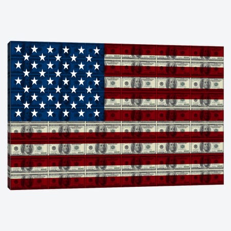 USA Flag (All About The Benjamins) Canvas Print #FLG534} by iCanvas Canvas Art Print