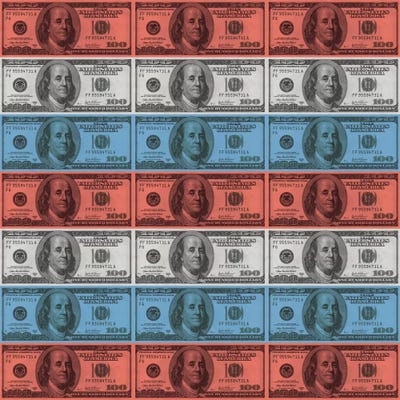 One Hundred Dollar BillUS Flag Stripes by iCanvas framed canvas print